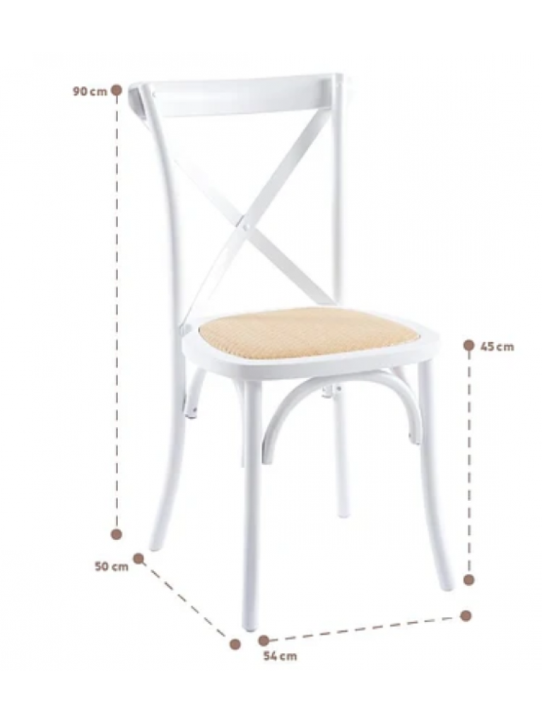Silla Crossback Madera Blanca/ Rattan 
